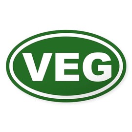 CafePress Veg Vegan Green Euro Oval Sticker Oval Car Bumper Sticker