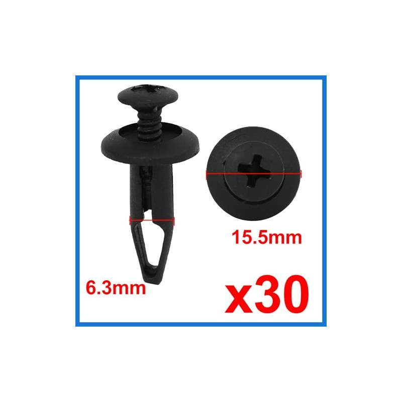 VekAuto 30 Pcs 6.3mm Retainer Clips Plastic Rivets Mud Flaps