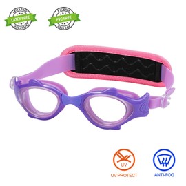RUIGAO Kids Swim Goggles Age 3-6, Toddler Goggles No Hair Pull, Pink Goggles for Toddlers/Baby/Child