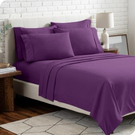 Bare Home California King Sheet Set - 6 Piece Set - Hotel Luxury Bed Sheets - Ultra Soft - Deep Pockets - Easy Fit - Cooling & Breathable Sheets - Wrinkle Resistant - Plum - Cal King Sheets - 6 PC