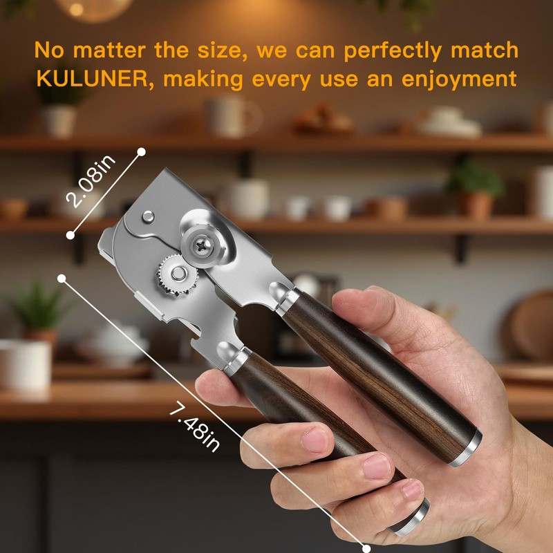 Upgraded Efficient Manual Can Opener - Selected Solid Wood Handle,