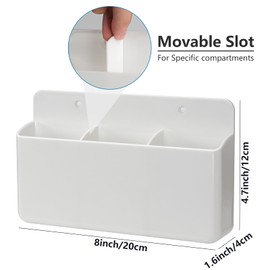 kulusion 2 Packs Remote Control Holder 3 Slot Wall TV Remote Holder Self Adhesive Marker Holder, Wall Pen Holder Stroage for Home Office School (White)