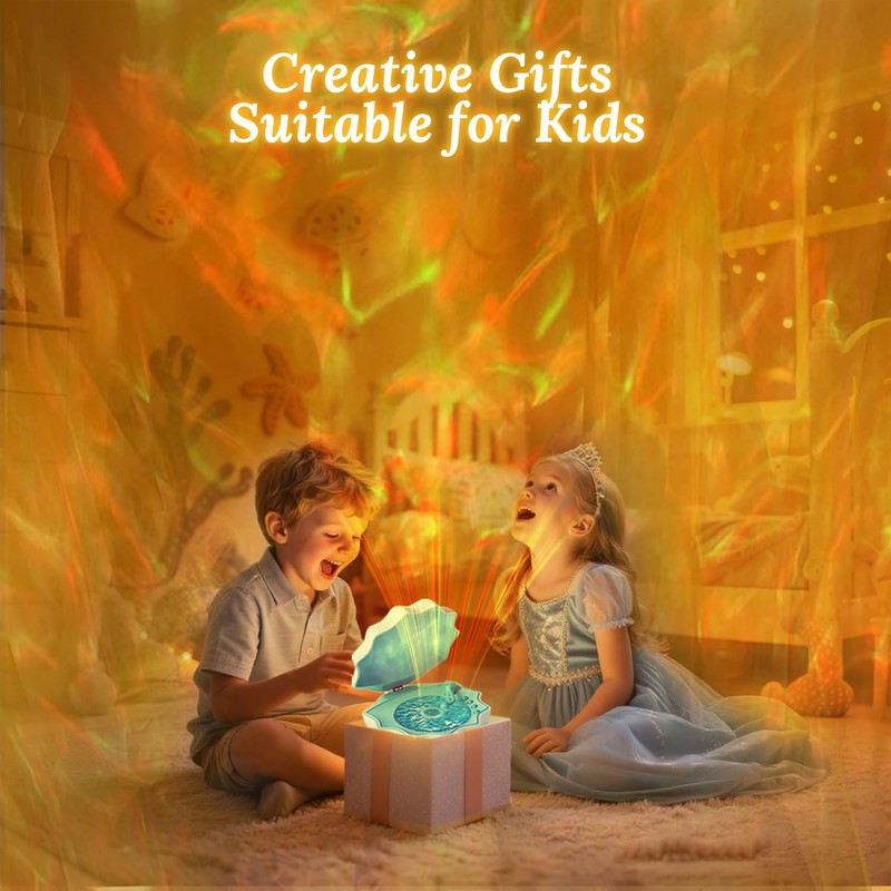 Ocean Wave Projector Light, Shell Night Light Built-in Bluetooth Speaker,