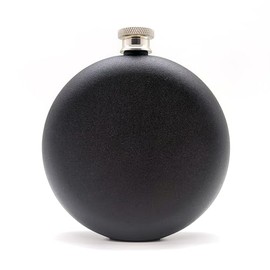 CNFLASK Black Powder Coat Matte Black 5oz Round Hip Flask & Funnel 304 Stainless Steel Liquid Container