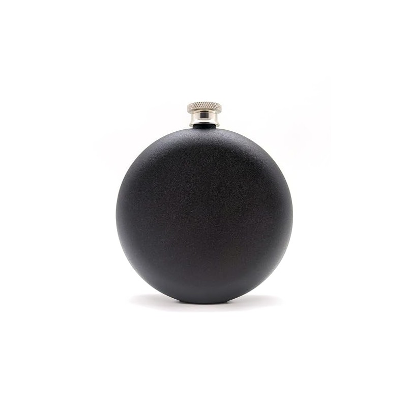 CNFLASK Black Powder Coat Matte Black 5oz Round Hip Flask
