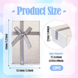 Boutigem 12 Pack Silver Bowknot Jewelry Gift Boxes with Lids 3.27 x 2.11 Inch Small Jewelry Cardboard Case Rectangle Paper Kraft Box Packing Gift Boxes for Bracelets, Necklaces, Earrings, Rings