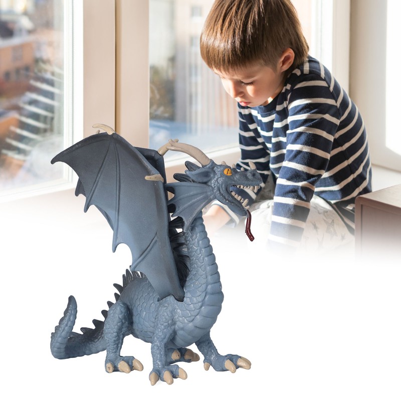 Dragon Model Figure Blue Plastic Vivid Cute Style Educational Dragon