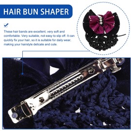 Artibetter 4 redecillas para el cabello con lazo: redecilla con lazo de diamantes de imitación, pinza para el cabello, cubierta de moño de malla, pinza decorativa francesa para el para mujeres y