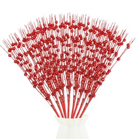 DIYASY Red Berry Stems for Christmas Tree Ornaments, 16.2 in Picks and Sprays Artificial Branches Xmas Tree Filler Holiday Wreath Garland Decorations Home Décor