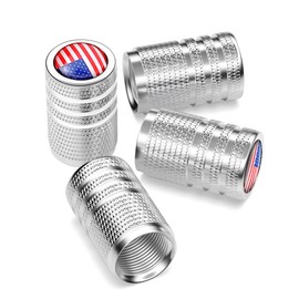 Osilly American Flag Tire Valve Stem Cap, 4 Pcs Aluminum Alloy Valve Stem Covers, Heavy Duty Leak-Proof Stem Caps, Airtight Tire Accessories for Car Trucks Motorcycles Bikes (Multicolor/Silver)