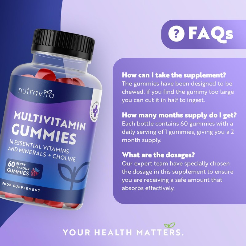 Multivitamin Gummies for Women & Men - 60 Vegan Gummies