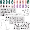 RUNRAYAY 4pcs Cute Cats Nail Art Stamping Plates Set, Animals