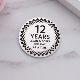 Ukodnus 12 Years Sobriety Coin, AA/NA Medallion Recovery Chips, Sober for Men Women in Recovery, Twelve Years Clean Alcoholic/Narcotics Anonymous Sober Gift Token
