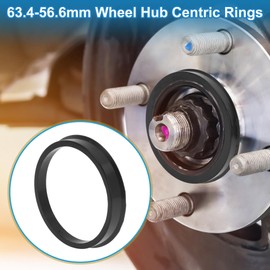 A ABSOPRO Car Wheel Hub Centric Rings Durable OD 63.4mm to ID 56.6mm Wheels Center Shaft Shock Absorbing Hubrings Polycarbonate Black 4 Pcs