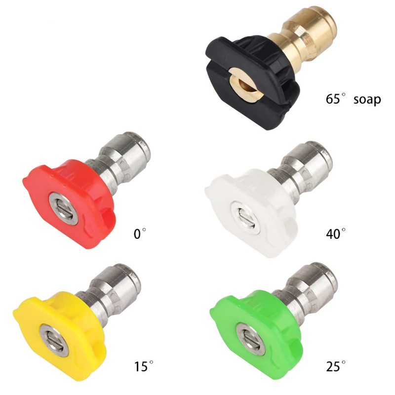 5 Pack Pressure Washer Spray Nozzles Tips + 40 Pcs
