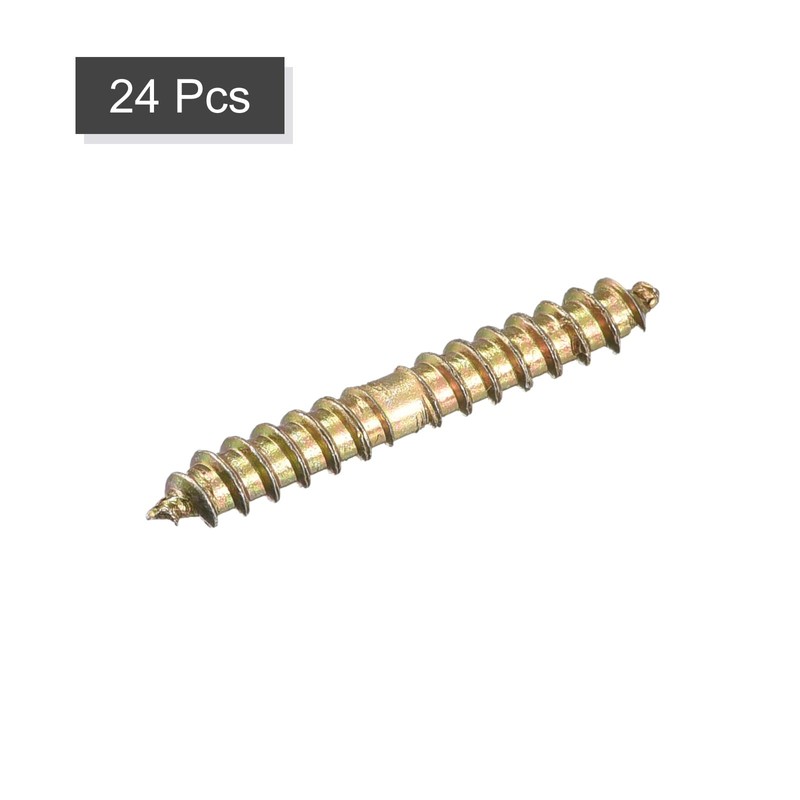 uxcell 4x25mm Hanger Bolts, 24pcs Double Ended Self-Tapping Thread Wood