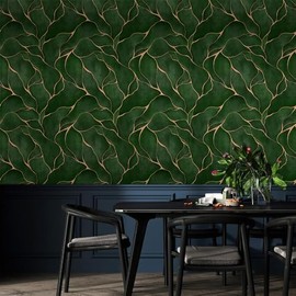 WalRiddle Vinatge Jade Green Fluid Geometrical Mosaic Golden Peel and Stick Wallpaper Easy Peel Off Contact Paper Stick on Adhesive Wall Paper for Bathroom Waterproof Renter Friendly