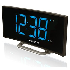 Majestic SVE 234 Alarm Clock with Large LED Display 1.85 Inch Curve with Adjustable Brightness, Double Alarm, Includes Power Supply, Black
