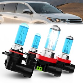 SPBRTBUB compatible with Toyota Highlander (2011-2022) Halogen headlights, 9005/HB3/H10 High Beam & H8/H9/H11 Low Beam Halogen Headlight Bulbs, Pack of 4