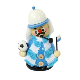 Sigro Spherical Football Smoker Figure Incense Burner with Knitted Scarf and Flag, Light Blue/White, 12 x 6 x 7 cm