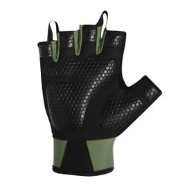 GOLD PANEL Weight Lifting & Workout Gloves, Full Palm Protection, Gym, Excellent Grip, Breathable, Fitness, Training, Men & Women (Black Green, X-Large)