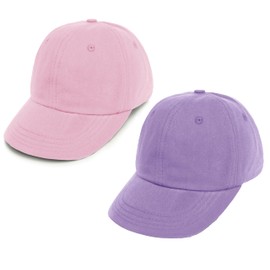 2 Packs Toddler Boys Girls Baseball Summer Hat Kids Baseball Cap Baby Sun Hat Cotton Lightpink&Purple 0-4T