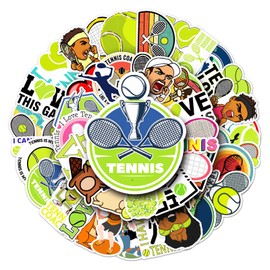 Tennis Stickers for Laptop (50 Pieces), Gift for Children, Teenagers, Adults, Boys, Tennis Stickers, Waterproof Vinyl Stickers for Scrapbooking, Skateboard, Car, Luggage