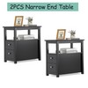 SEGAWE 2PCS End Table w/ 2 Drawer Shelf Narrow Bedroom