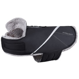 VIVAGLORY Cold Weather Dog Coats, Warm Dog Fleece Vest Jacket with Two-Way Zipper Opening, Dog Coats Pet Jacket with Fleece Lining for Small Pets, Black XXS