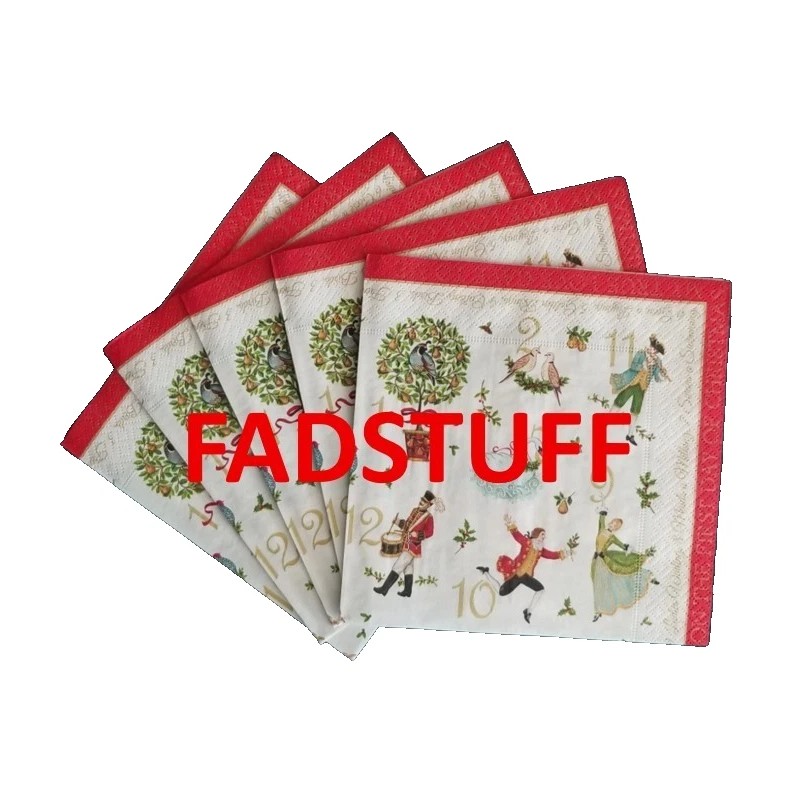 Twelve 12 Days Christmas Paper COCKTAIL Napkins for Oyster Shell