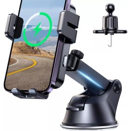 JOYROOM JR-ZS219 Black Triaxial Electric Wireless Charging Phone Holder. New