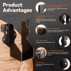 50 Pcs 2x4 Joist Hangers Black, Face Mount Joist Hangers 2x4 Deck, Rafter Brackets/Hanger, Hurricane Ties Brackets for Shed/Barn/Coop/Porch/Fence, Structurally Sound and Aesthetically Pleasing