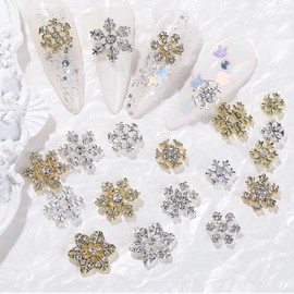 30pcs 3D Metal Bow Nail Charms for Acrylic Nails Alloy Nail Bows Gold Silver Gray Bow Knot Nail Art Charms Cute Bow Charms (Snowflake)…