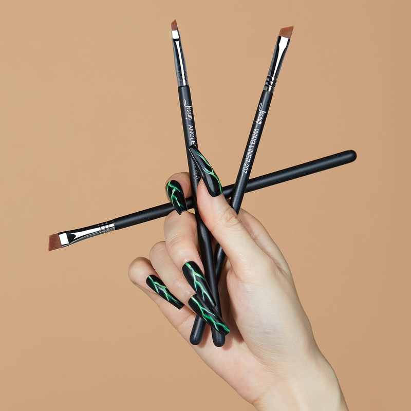 Jessup Angled Eyeliner Brush Set, 3-Piece Pro Precision Eyeliner Brush,