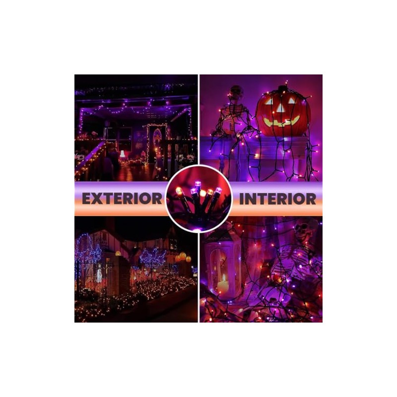 MXCOCO 10m Luz Solar 100 Leds para Exterior de Halloween,