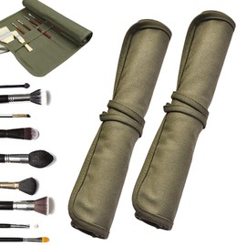 JTDEAL 2 Sets Paint Brush Holder, 22 Slots Paint Brush Storage for Acrylic Oil Watercolor Gouache Artist Paint Brush Roll Canvas Pouch, Holds 100 Brushes