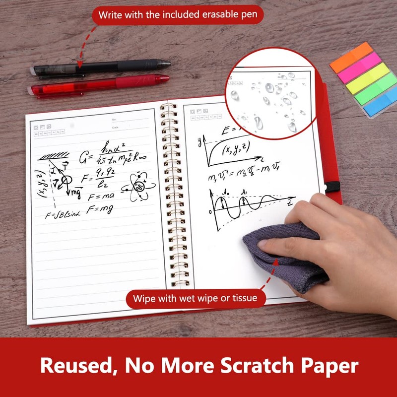 Vicloon Smart Reusable Notebook A5, Wirebound Notebook with 2 Frixion