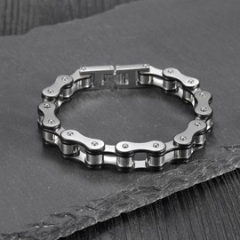 LAFATINA Motorcycle Bike Chain Link Bracelets Stainless Steel Bicycle Masculine Polished Wristband for Men Women