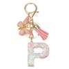 MECCANIXITY Initial Letter Keychain, Cute Tassel Butterfly Keychain Alphabet P