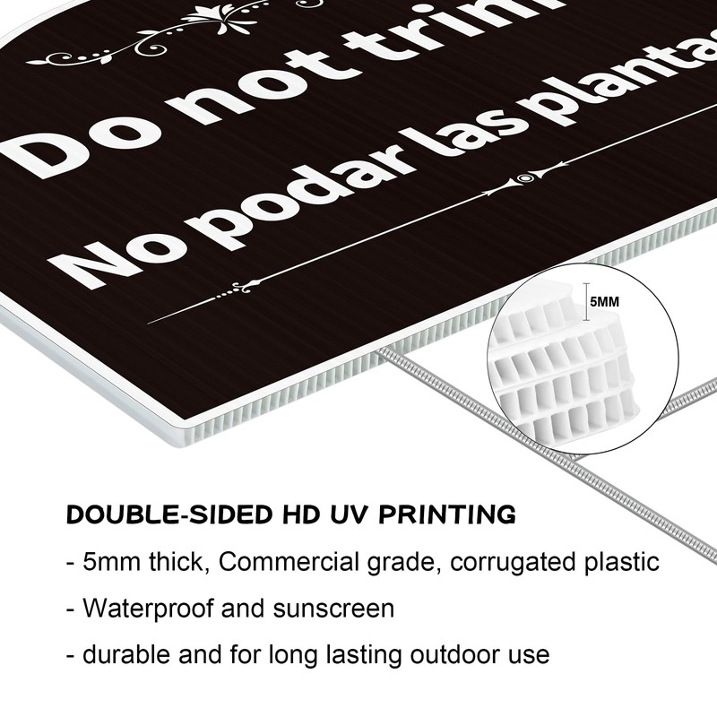 Do Not Trim Sign,Bilingual Plant Sign in English and Spanish,