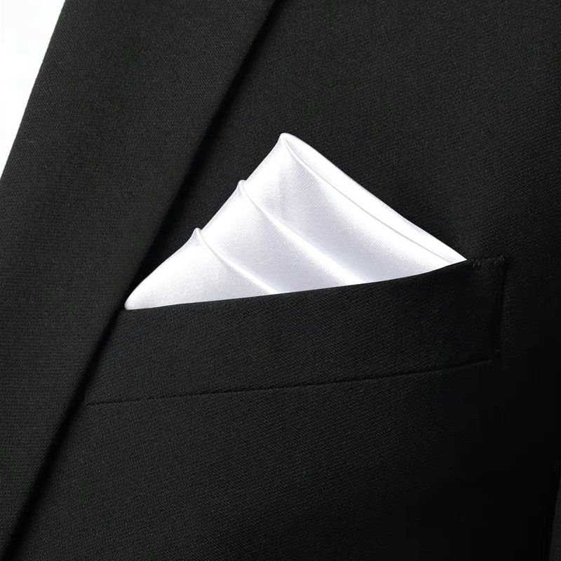 Mr.Van 100% Silk Pocket Square for Men, Elegant, White, Soft,