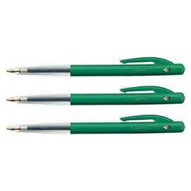 BIC CLIC M10 Ballpoint Pen Medium Tip 1 mm Green Ink Pack of 3