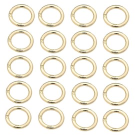 20Pcs Spring O Ring Zinc Alloy Spring Clip,Granmagazz O Rings,Snap Clip for Keychain Necklace Jewelry DIY Key Chains,O Rings Round Carabiner Snap, Bag,Purse,(Gold)