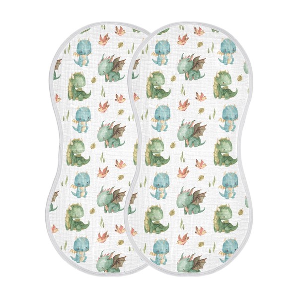Burbuja Cute Dragon Muslin Baby Burp Cloths, Soft & Absorbent