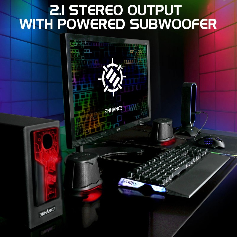 ENHANCE SB2 Computer Speakers Red LED