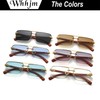 WHHJM Mens Fashion Rimless Rectangle Sunglasses for Man Frameless Square