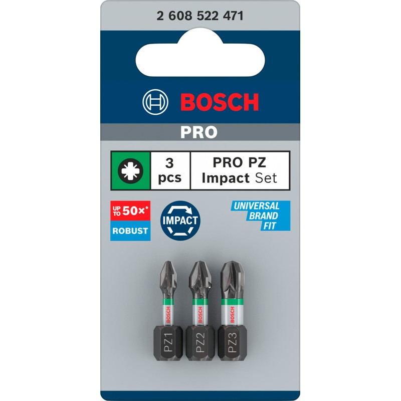 Bosch 3 x Pro Pozidriv Impact Bit (100 x 50