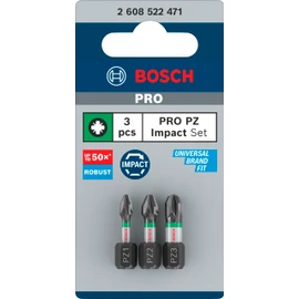 Bosch 3 x Pro Pozidriv Impact Bit (100 x 50 mm, Professional Accessories Screwdriver, Screwdriver)