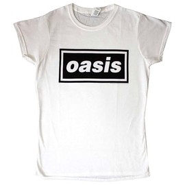 Oasis Decca Logo Ladies T-Shirt Junior Top Large White