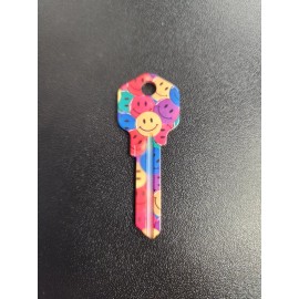 RAINBOW SMILEY PRINTED KWIKSET KW1/KW10 KEYBLANK